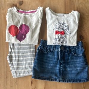 Gymboree & Gap skirt.  2 Gymboree 2T shirts, 2T Gymboree leggings & 12-18mo Gap
